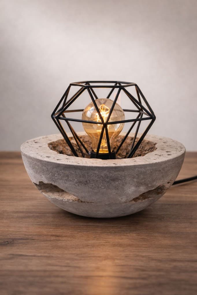 Betonschale mit Drahtlampenschirm - handgefertigt in unserer Manufaktur
